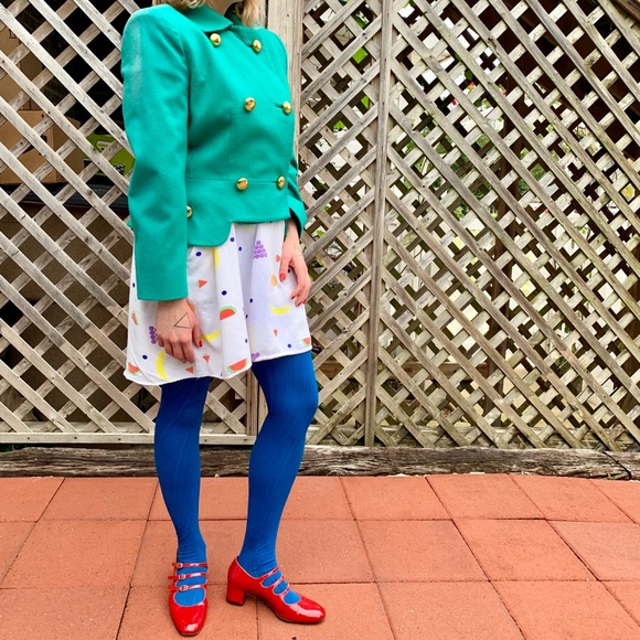 Vintage Teal Wool Gold Button Jacket - Picture 5 of 8